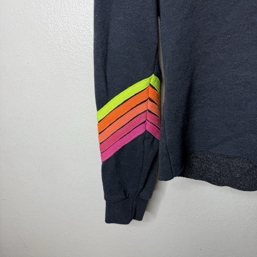 Aviator Nation Bolt Stitch Chevron Hoodie Sweatshirt Neon Women's Medium - Picture 3 of 14